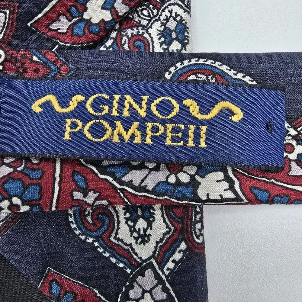 Gino Pompeii SILK Necktie Tie 55 x 4 red blue, Vintage Menswear